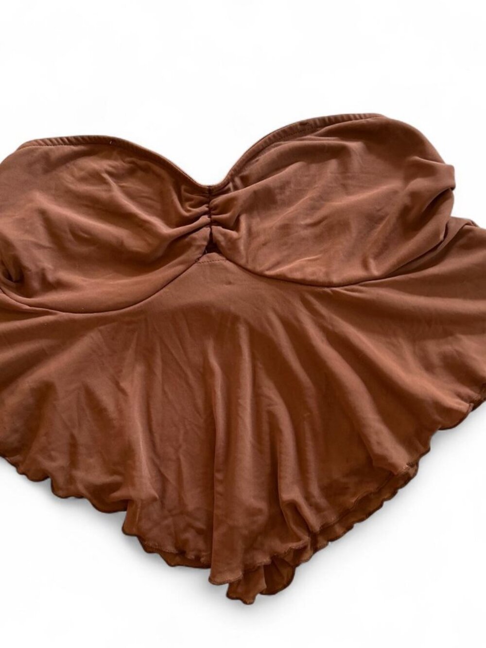Brown strapless top from SHEIN curve 2XL